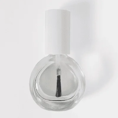 Flat Round Nail Polish Bottle (White Cap)