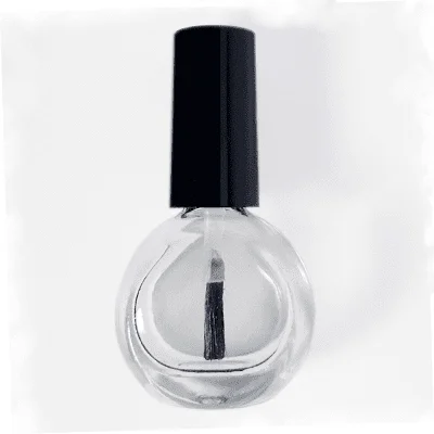 Flat Round Nail Polish Bottle (Black Cap)