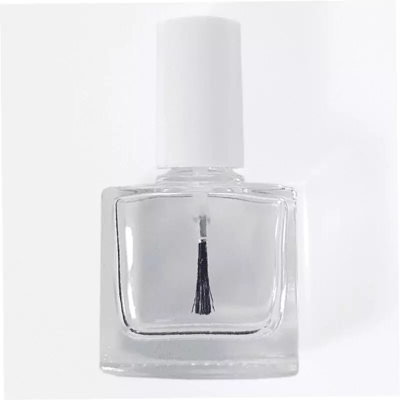 Flat Square Nail Polish Bottle (White Cap)