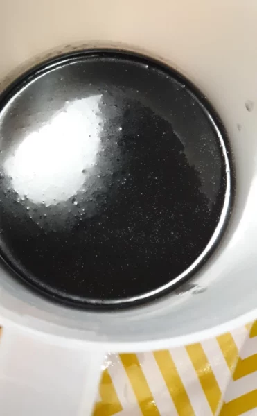 separated soap coloured with black iron oxide