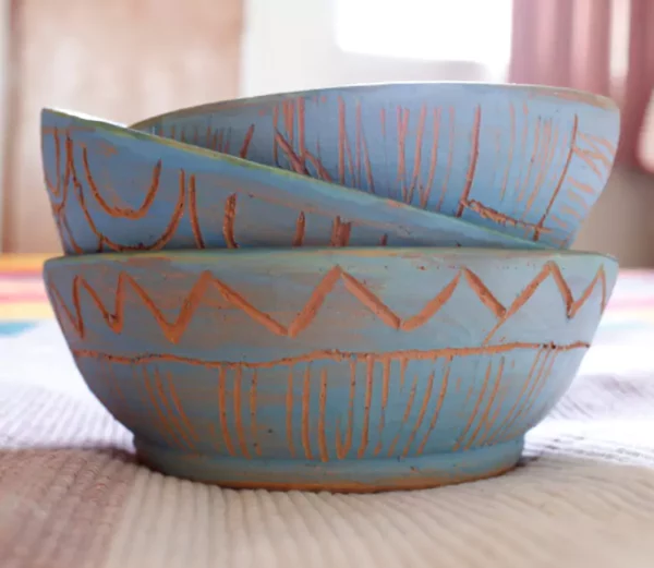 blue orange pot 600x521 - How to Carve Soap - A Guide